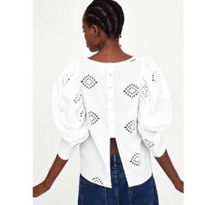 Elegant White Eyelet Women's Top